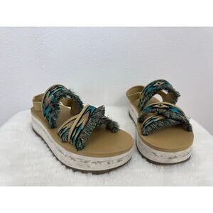 Teva Flatform Universal Fringe Sandals Tan Aztec Size 9